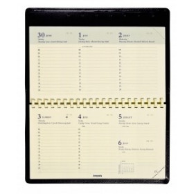 Agenda BREPOLS Omniplan à spirales - 9x16cm - 1 semaine sur 2 pages à l'horizontal couverture noir Capri