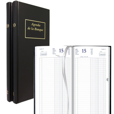 DESTOCKAGE-Agenda de la Banque BREPOLS Jupiter Long 15,4x33cm - Euros et centimes - 1 jour sur 2 pages