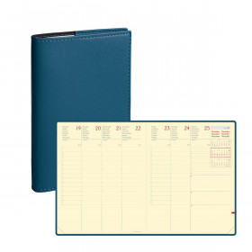 DESTOCKAGE-Agenda QUOVADIS MINISTRE Prestige Soho Bleu acier - 16x24cm - 1 semaine sur 2 pages Verticale