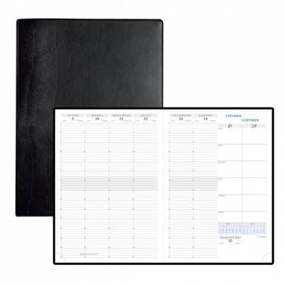 DESTOCKAGE-Agenda EXACOMPTA Consultations 29,7 x 21 cm - 1 semaine sur 2 pages - RDV 1/4h coloris noir