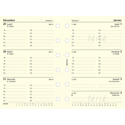 Recharge agenda FILOFAX organiseur POCKET -  1 semaine sur 2 pages - 81x120mm - HORIZONTAL