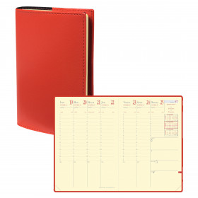 DESTOCKAGE Agenda QUOVADIS Ministre Prestige 16x24cm Soho - 1 semaine sur 2 pages Vertical - Rouge Dali