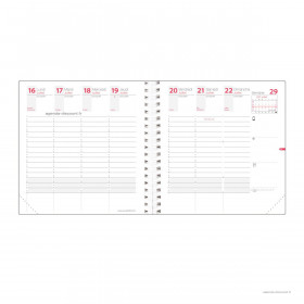Recharge agenda QUOVADIS TIME&LIFE MEDIUM Septembre - 16x16cm - 1 semaine sur 2 pages