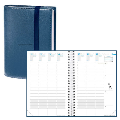 DESTOCKAGE Agenda QUOVADIS TIME&LIFE LARGE Bleu métal - 16x24cm - 1 semaine sur 2 pages