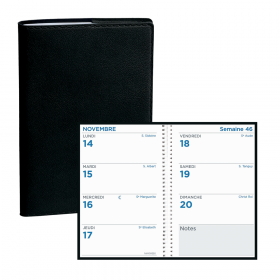 Agenda QUOVADIS Maxiweek 24S 16x24 cm spirale - 1 semaine sur 2 pages - Toscana NOIR