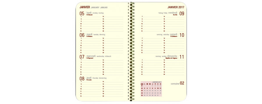 Recharges pour Agenda 2026 OBERTHUR Classique - Contemporain Féminin 16 - 8,9x16,5cm